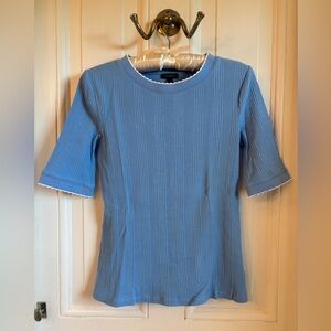 Blue Ribbed Women's Top